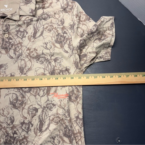 Macade Golf Concept Taylor Flower Beige Camp Polo Shirt Men's Sz L - Picture 4 of 9